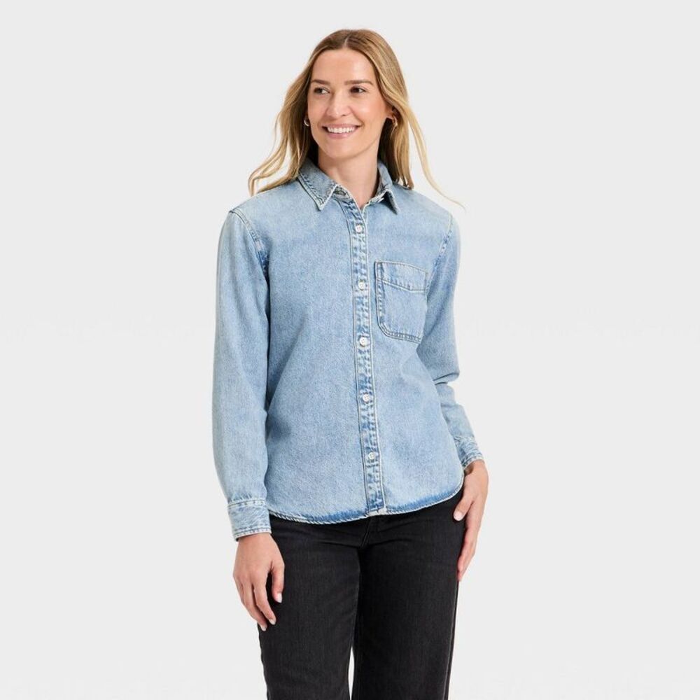 Women's Relaxed Denim Shirt - Universal Thread Light Wash XS